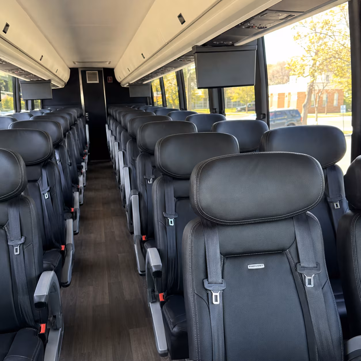 bloomington charter bus rental interior