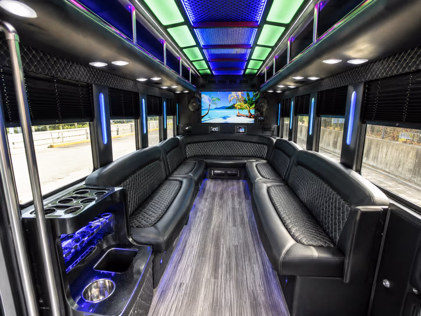 edina 18 passenger party bus inside