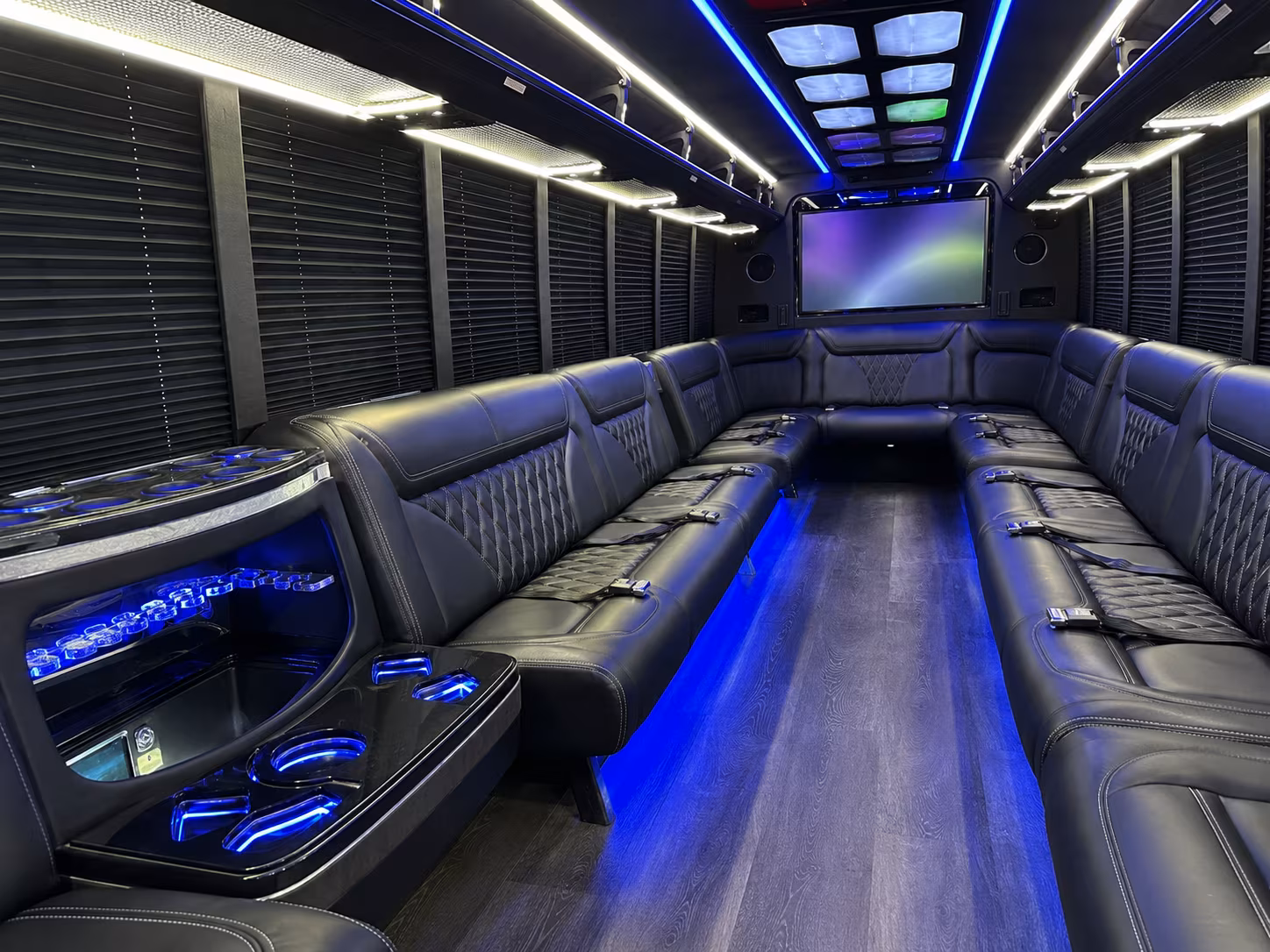 edina 20 passenger party bus inside