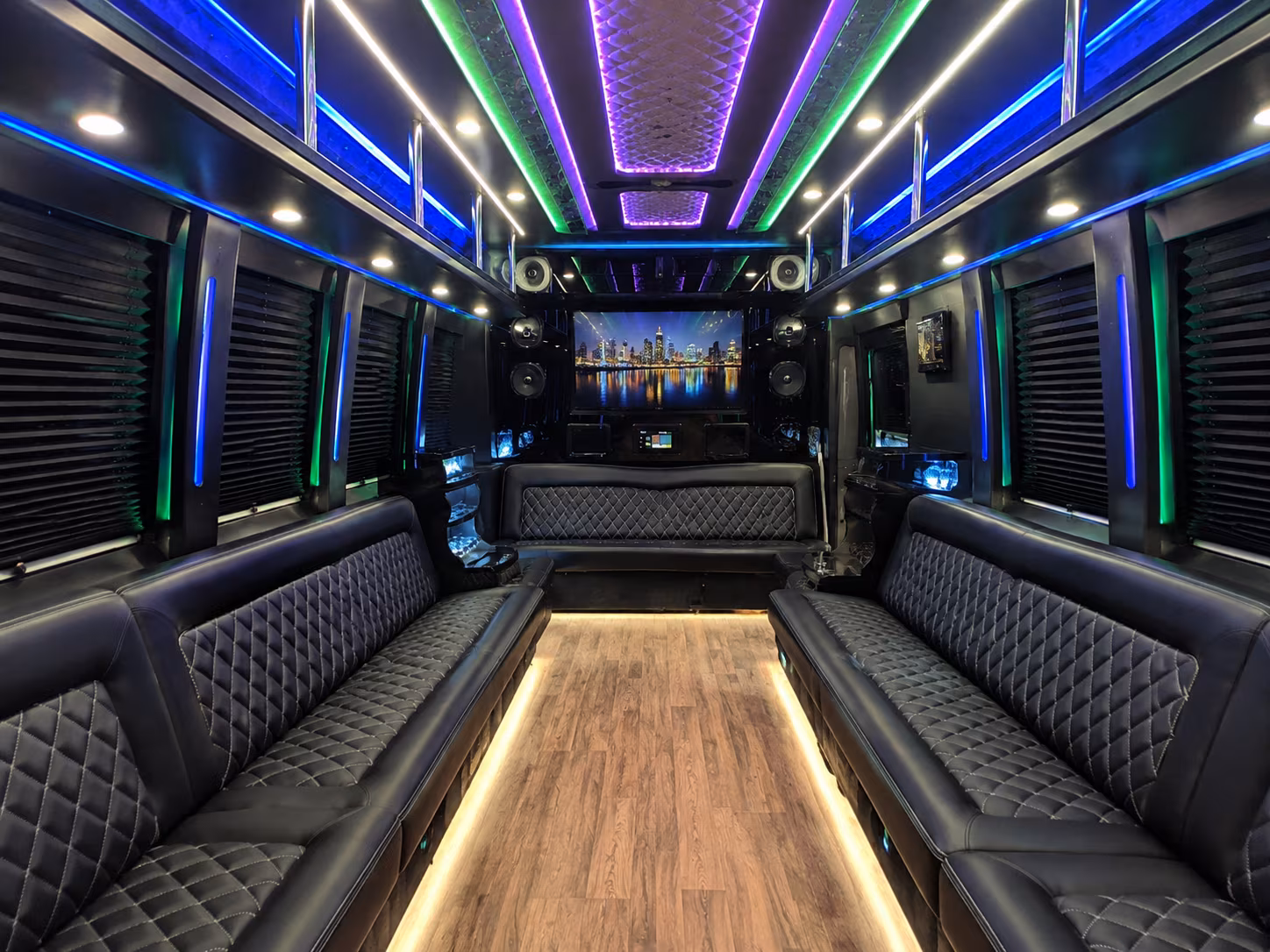 edina 25 passenger party bus interior
