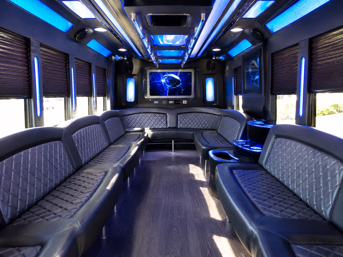 edina 28 passenger party bus inside