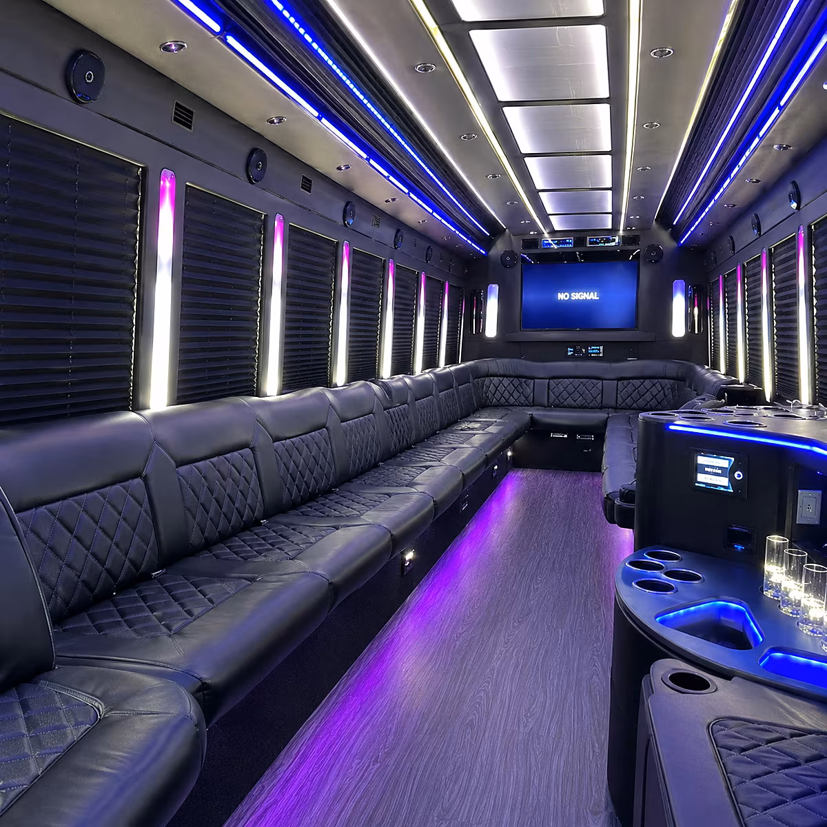 edina 30 passenger party bus inside