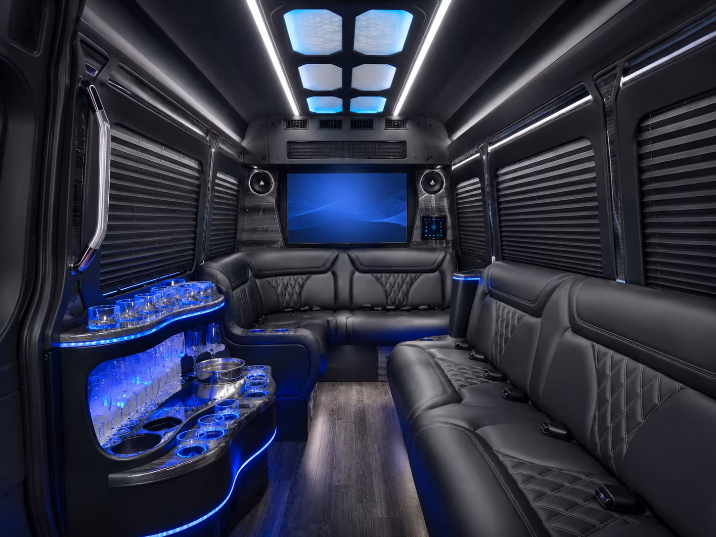 edina 50 passenger party bus inside
